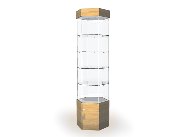 Витрина на основе стекла «Селена» с освещением и накопителем - 960х831х2178 мм