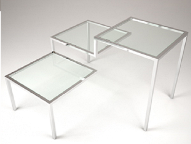 Трехярусный стол из матового стекла серии «Neka» - 1180х1180х750 мм - NRG.007.NS.MGL